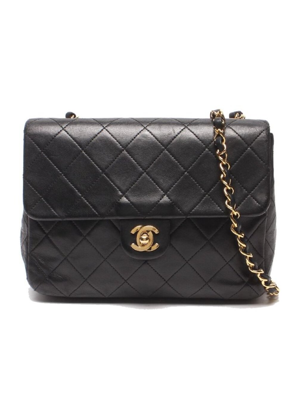 Chanel Chain Shoulder Bag Crossbody Gold Single Flap Mini Quilted Lambskin